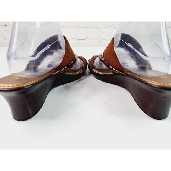 Italian Shoemakers Slip On Open Toe Size 10M Bronze Tone Colors Sandals - Picture 5 of 7